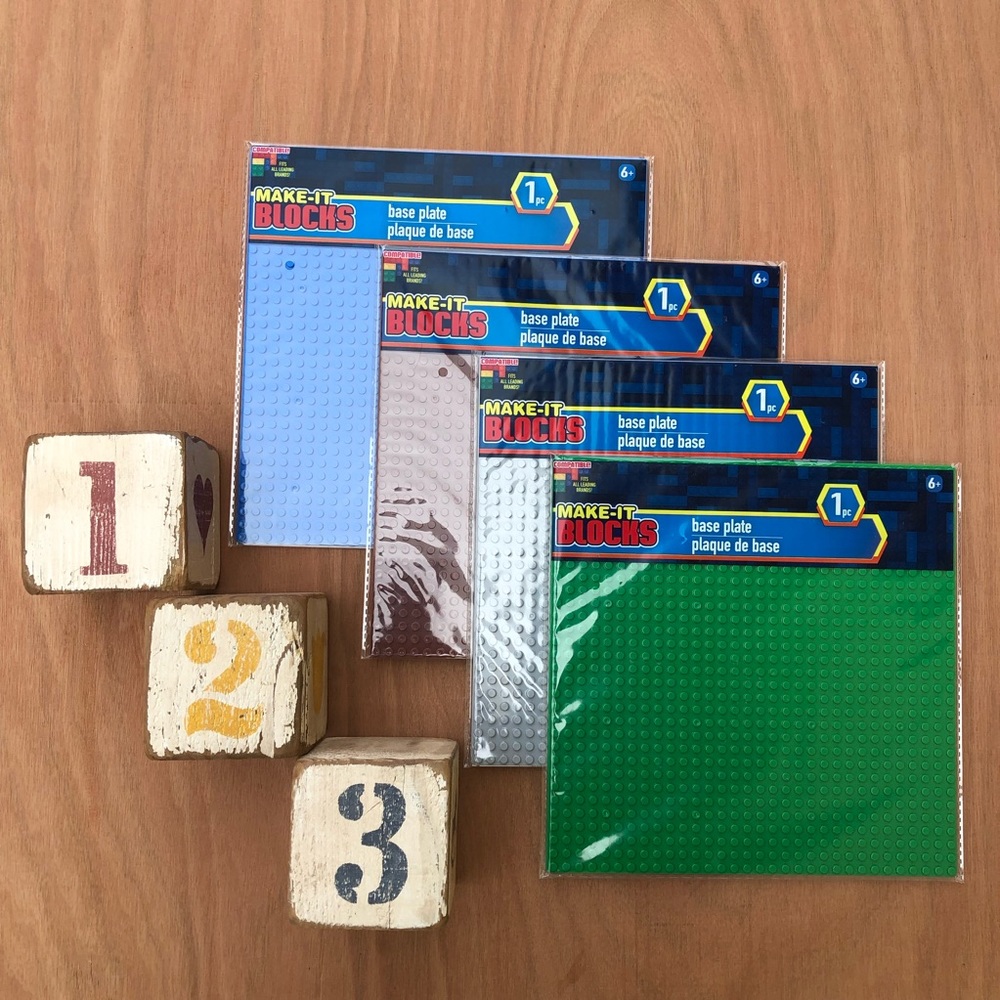 Lego Style Square Building Bases Set of 4 colorful